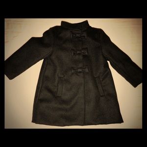 Gymboree 2T girls black pea coat w/ bow buttons